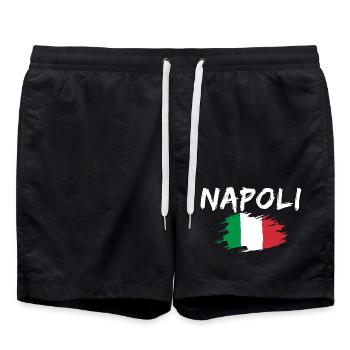 Naples Italie Drapeau Naples - Short de bain - noir - Devant - AI Model Male 185 light (185cm)
