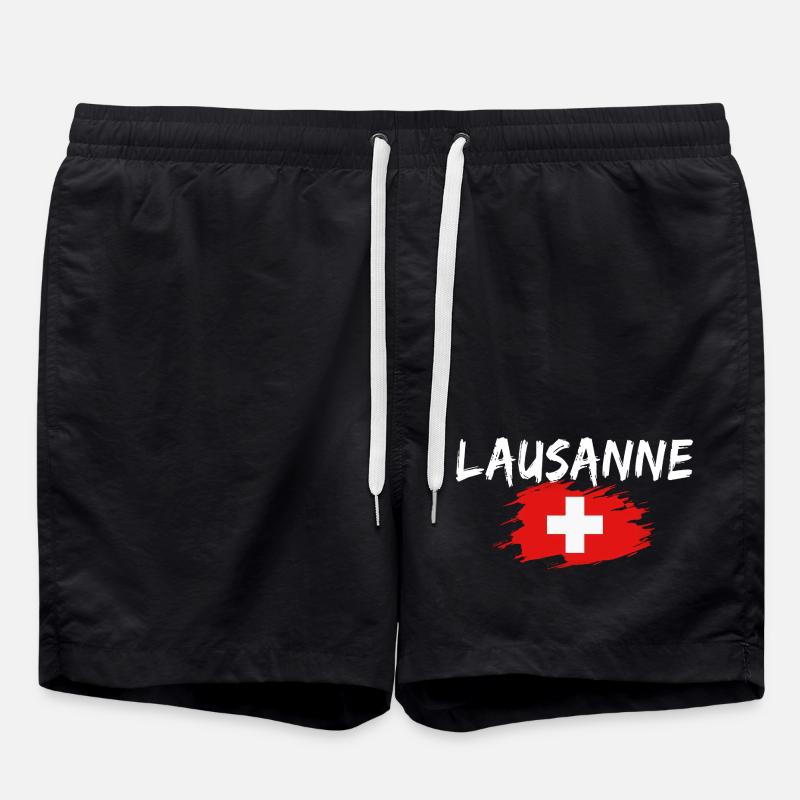 Lausanne Suisse Drapeau - Short de bain - noir