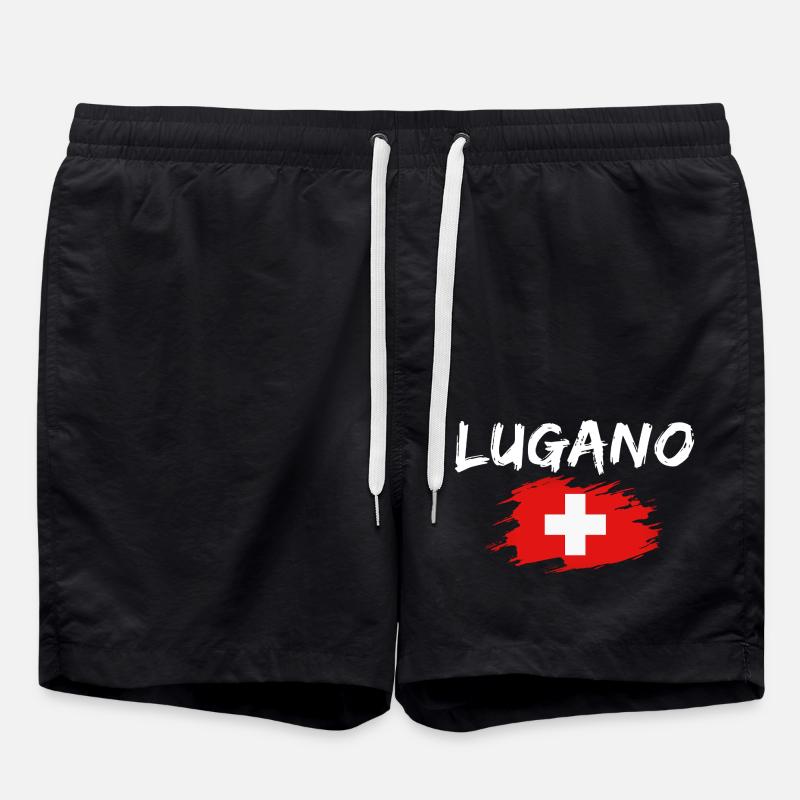 Lugano Suisse Drapeau - Short de bain - noir