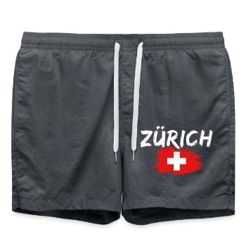 Zurich Switzerland Flag - Swim Trunks - anthracite - Front - AI Model Male 185 light (185cm)