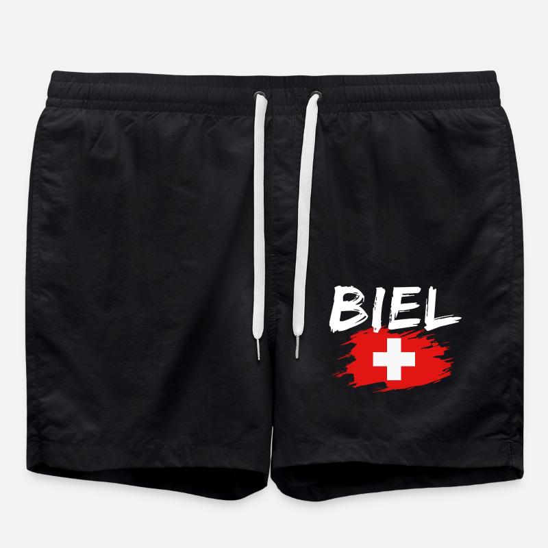 Bienne Suisse Drapeau - Short de bain - noir