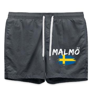 Malmö Flagge Schweden - Badeshorts - Anthrazit - Vorne - AI Model Male 185 light (185cm)