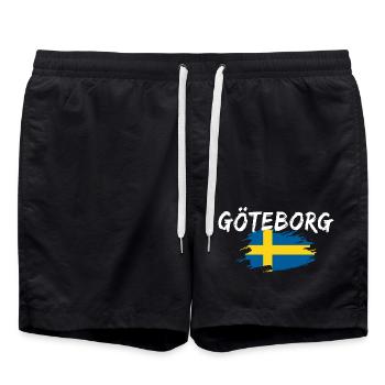 Göteborg Flagge Schweden - Badeshorts - Schwarz - Vorne - AI Model Male 185 light (185cm)
