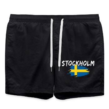 Stockholm Drapeau Suède - Short de bain - noir - Devant - AI Model Male 185 light (185cm)