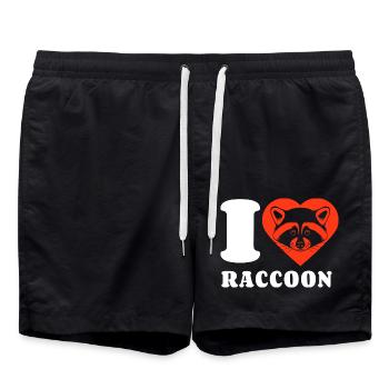 I Love Raccoon - Heart - Gift - Swim Trunks - black - Front - AI Model Male 185 light (185cm)