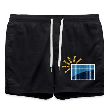 Die Sonne schickt keine Rechnung - Solarenergie - Badeshorts - Schwarz - Vorne - AI Model Male 185 light (185cm)