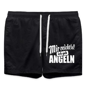 Mir reicht's ich geh angeln - Spruch - Badeshorts - Schwarz - Vorne - AI Model Male 185 light (185cm)