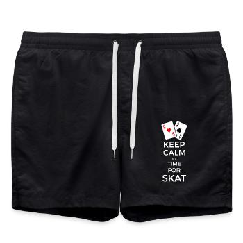 Keep Calm its Time for Skat - Badeshorts - Schwarz - Vorne - AI Model Male 185 light (185cm)