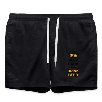 Boire de la bière Garder son calme - Short de bain - noir - Devant - AI Model Male 185 light (185cm)