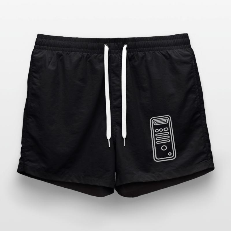 Logo Enclosure Computer Tower Swim Trunks