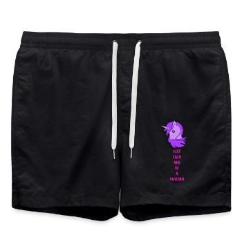unicorn keep calm - Swim Trunks - black - Front - AI Model Male 185 light (185cm)