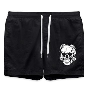 Crâne Crâne Roses Gothique Rose Goth - Short de bain - noir - Devant - AI Model Male 185 light (185cm)