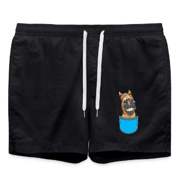 Funny Horse Horses Rider Rider Kids - Swim Trunks - black - Front - AI Model Male 185 light (185cm)