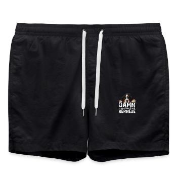 Bernese mountain dog - Swim Trunks - black - Front - AI Model Male 185 light (185cm)