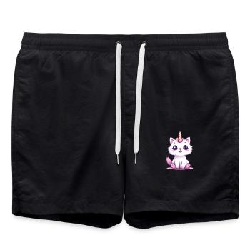Einhornkatze - Badeshorts - Schwarz - Vorne - AI Model Male 185 light (185cm)