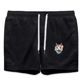 Alpaca Llama Cool Colorful Tough - Swim Trunks - black - Front - AI Model Male 185 light (185cm)