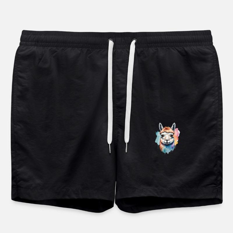 Alpaka Lama Cool Bunt Zäh - Badeshorts - Schwarz