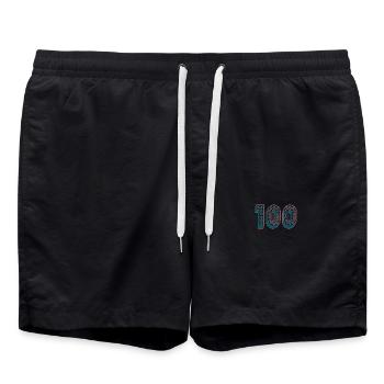 100. 100 YEARS. 100th ANNIVERSARY. 100 BIRTHDAY - Swim Trunks - black - Front - AI Model Male 185 light (185cm)