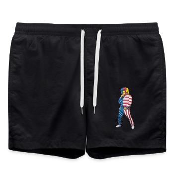 Rapper USA Amerika Pop Up Flagge US Hip Hop - Badeshorts - Schwarz - Vorne - AI Model Male 185 light (185cm)