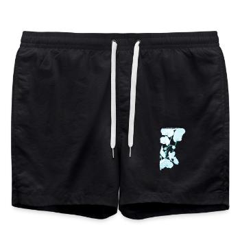 exotische Blumendrucke, abstrakt Orchideen muster - Badeshorts - Schwarz - Vorne - AI Model Male 185 light (185cm)