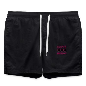 HAPPY BIRTHDAY. ANNIVERSAIRE. - Short de bain - noir - Devant - AI Model Male 185 light (185cm)