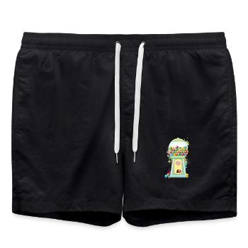 nostalgique rétro chewing-gum distributeur automatique style graffiti - Short de bain - noir - Devant - AI Model Male 185 light (185cm)