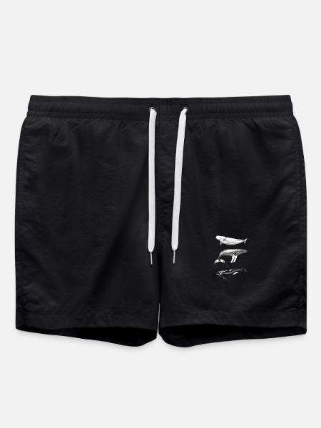 Beluga-Delphin, Buckelwal und Buckelwal - Badeshorts - Schwarz