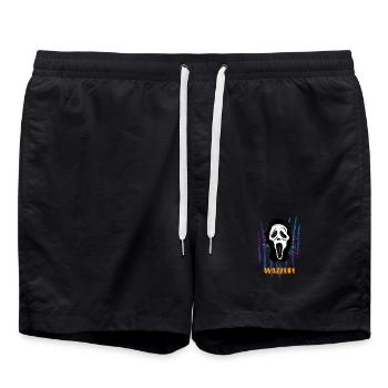 Horrorfilme mit gruseliger Horrormaske ansehen - Badeshorts - Schwarz - Vorne - AI Model Male 185 light (185cm)