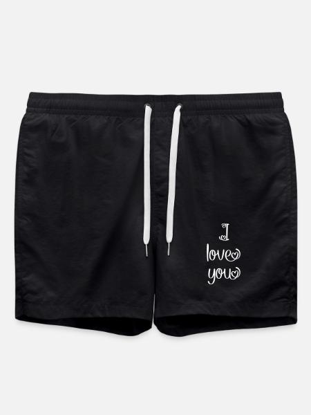 I love you - Swim Trunks - black
