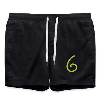 6 Numéro six chiffre vert Anniversaire - Short de bain - noir - Devant - AI Model Male 185 light (185cm)