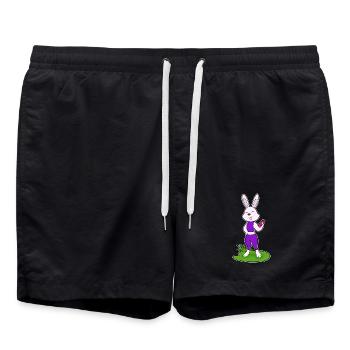 Culturiste Bunny Bodybuilder avec haltères - Short de bain - noir - Devant - AI Model Male 185 light (185cm)