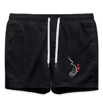 Baby Bump Mom Baby Pregnant Heart Pregnancy - Swim Trunks - black - Front - AI Model Male 185 light (185cm)