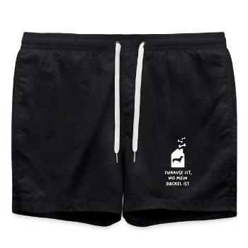Zuhause Dackel Knochen Hunde Hautier Fan Sprüche - Badeshorts - Schwarz - Vorne - AI Model Male 185 light (185cm)