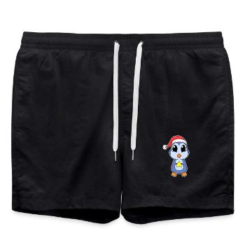 Pinguin Weihnachten - Badeshorts - Schwarz - Vorne - AI Model Male 185 light (185cm)