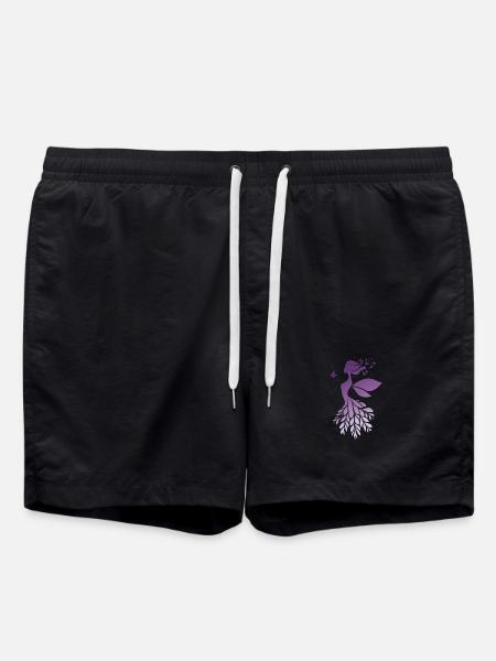 Fairy Tale Fairy Silhouette Purple Nature Design - Swim Trunks - black