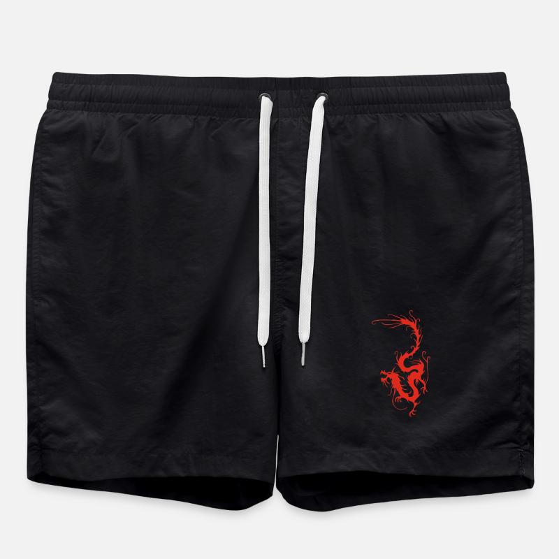 Red Smoke Dragon - Swim Trunks - black