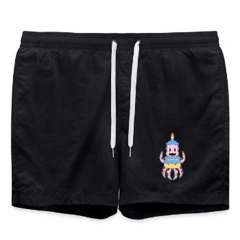 Octopus Birthday Cake - Swim Trunks - black - Front - AI Model Male 185 light (185cm)