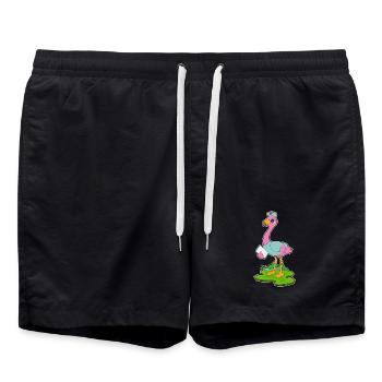 Flamingo Krankenschwester - Badeshorts - Schwarz - Vorne - AI Model Male 185 light (185cm)