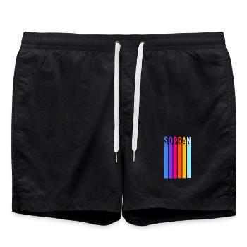 Chor - Sopran Retro Streifen - Badeshorts - Schwarz - Vorne - AI Model Male 185 light (185cm)