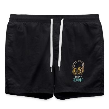 in my zone - Retro style headphones for music fans - Swim Trunks - black - Front - AI Model Male 185 light (185cm)