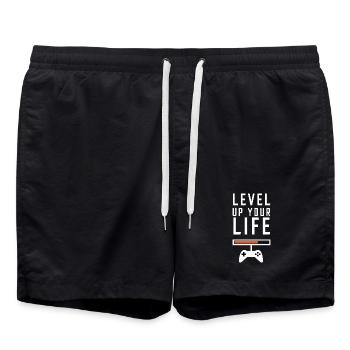 Improve your gaming standard of living - Swim Trunks - black - Front - AI Model Male 185 light (185cm)