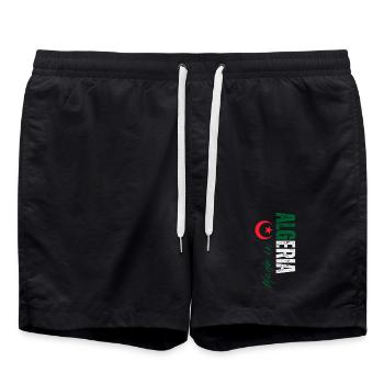 Made in Algeria, vertical design - Swim Trunks - black - Front - AI Model Male 185 light (185cm)