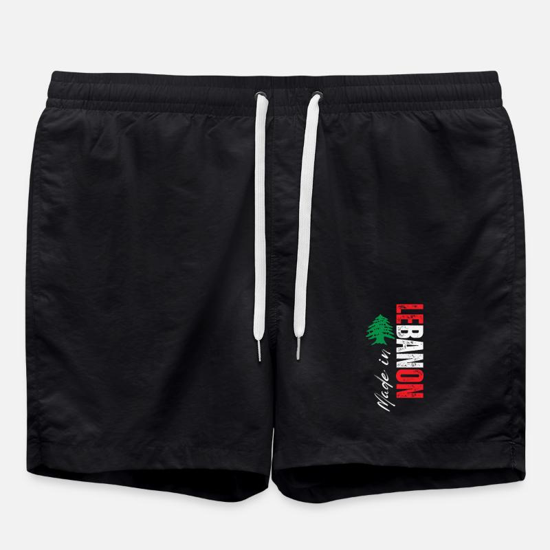 Fabriqué au Liban, design vertical - Short de bain - noir