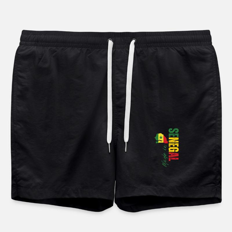 Made in Senegal, vertical design - Swim Trunks - black