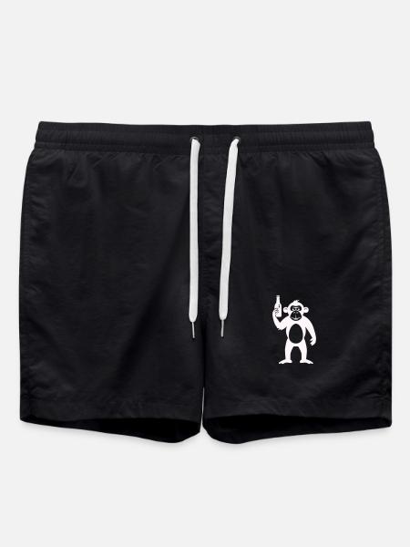 Humorous monkey with bottle - Swim Trunks - black