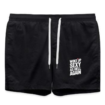 Woke Up Sexy as Hell Again - Swim Trunks - black - Front - AI Model Male 185 light (185cm)