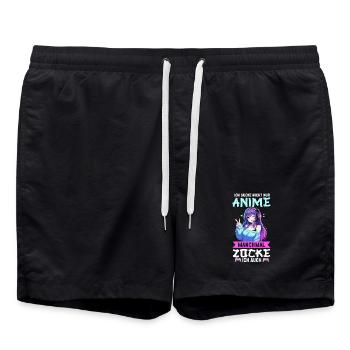 I don't just watch anime, sometimes I also play - Swim Trunks - black - Front - AI Model Male 185 light (185cm)
