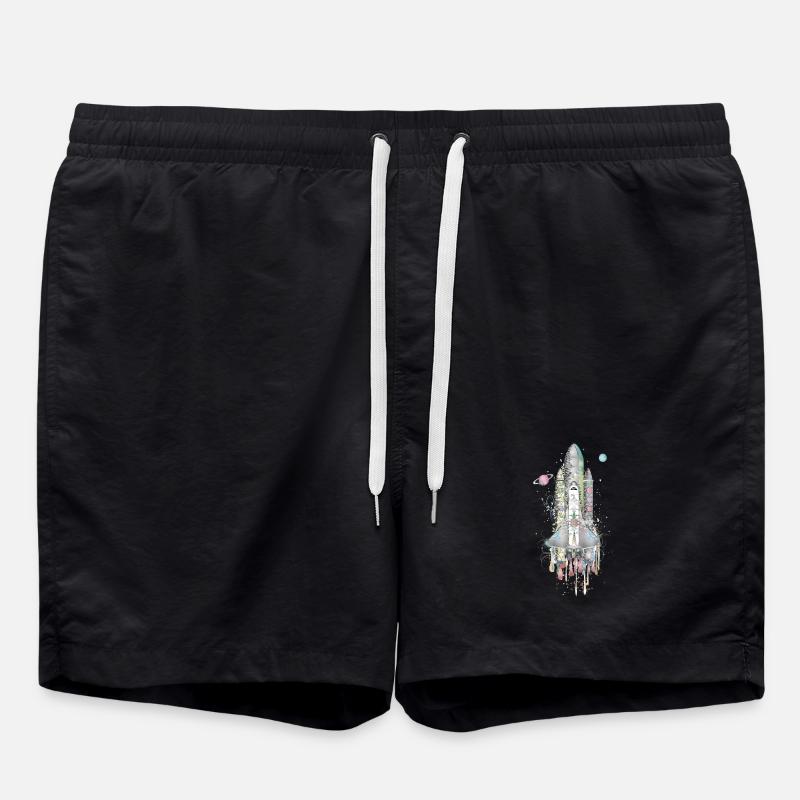 Imaginative Space Shuttle - Artfully Designed - Swim Trunks - black