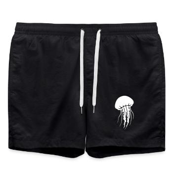 Qualle Jellyfish Ozean Vintage Vektor - Badeshorts - Schwarz - Vorne - AI Model Male 185 light (185cm)