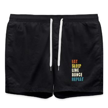 Line Dance Lifestyle Slogan - Swim Trunks - black - Front - AI Model Male 185 light (185cm)